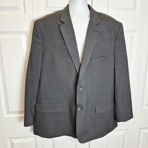 Oak Hill Perfect Fit Wool Blazer Mens 52L Dark Gray Sport Coat Big Tall Long
